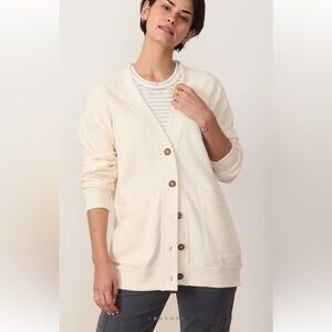 Marine Layer Cloud 9 Fleece Cardigan Cream XL Sweatshirt Button Front
